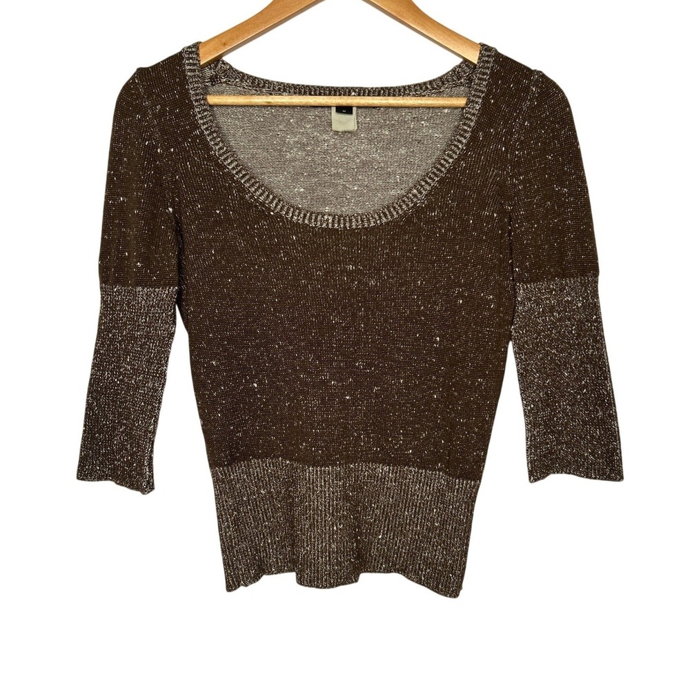 Vintage Marc Jacobs Mainline Y2K Speckled Brown Sweater M 3/4 Sleeve Fairygrunge